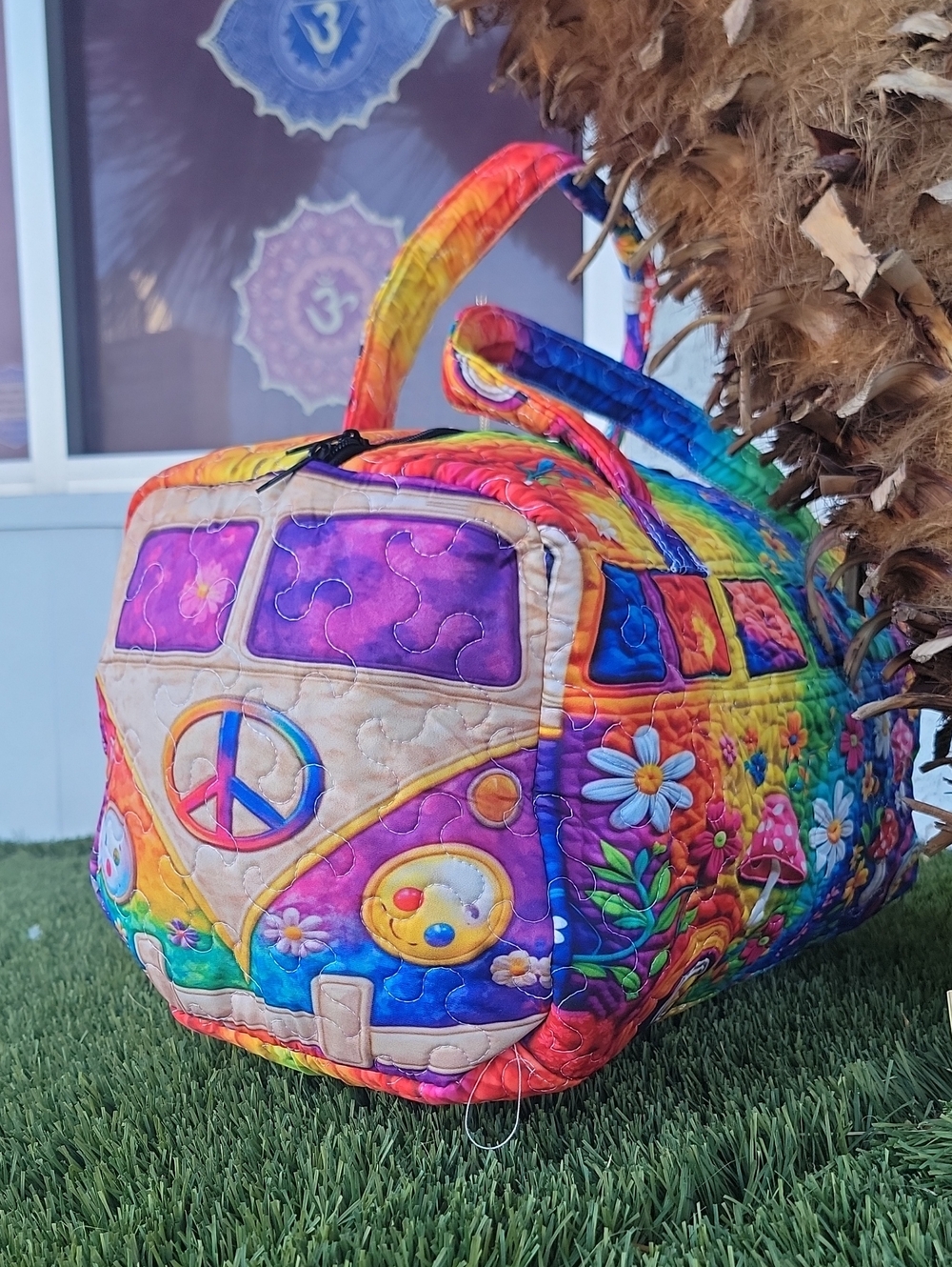 Hippie Rainbow Van Quilted Duffle Bag - Picture 7 of 11